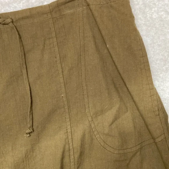 Olive Green CottonRuched Women's Skirt - Picture 4 of 5